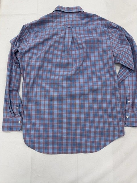 Gant Indigo Plaid Button-Down Dress Shirt XL 17.5" Long Sleeve Tech Prep
