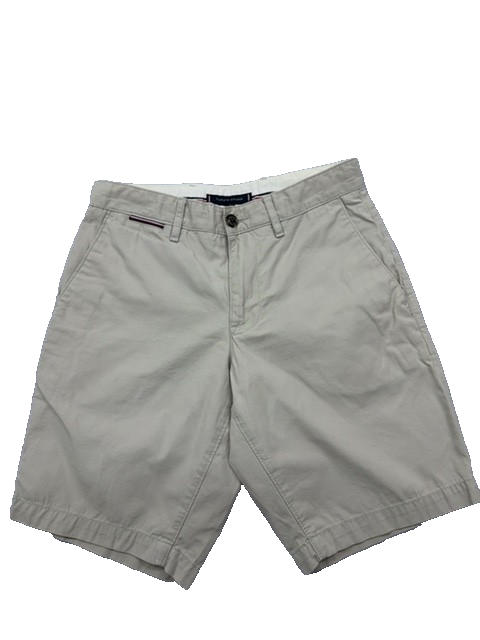 Tommy Hilfiger Men's Khaki Cotton Twill Shorts 28 Waist Flat Front
