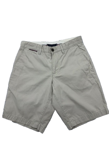 Tommy Hilfiger Men's Khaki Cotton Twill Shorts 28 Waist Flat Front