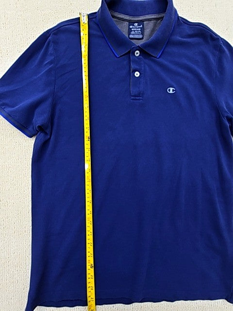 Champion Navy Blue Cotton Piqué Polo Shirt Men's Medium Short Sleeve