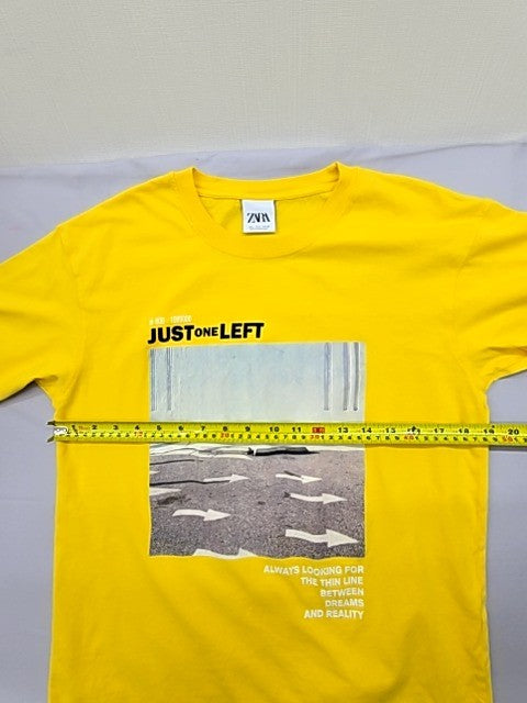 Zara Men's Yellow Graphic Print T-Shirt S Short Sleeve Portugal