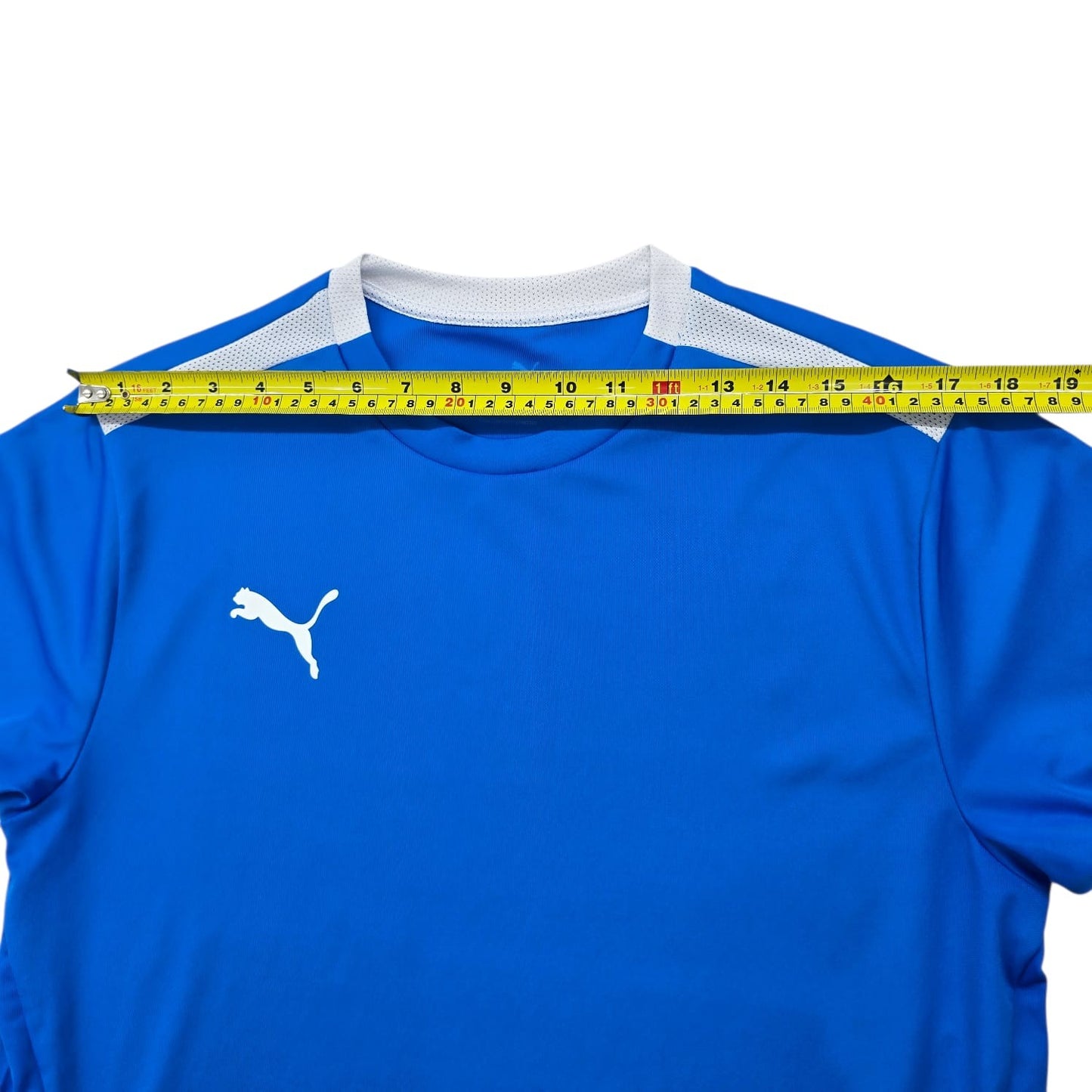 PUMA Men's Blue Soccer Jersey Slim Fit Mesh Short Sleeve
