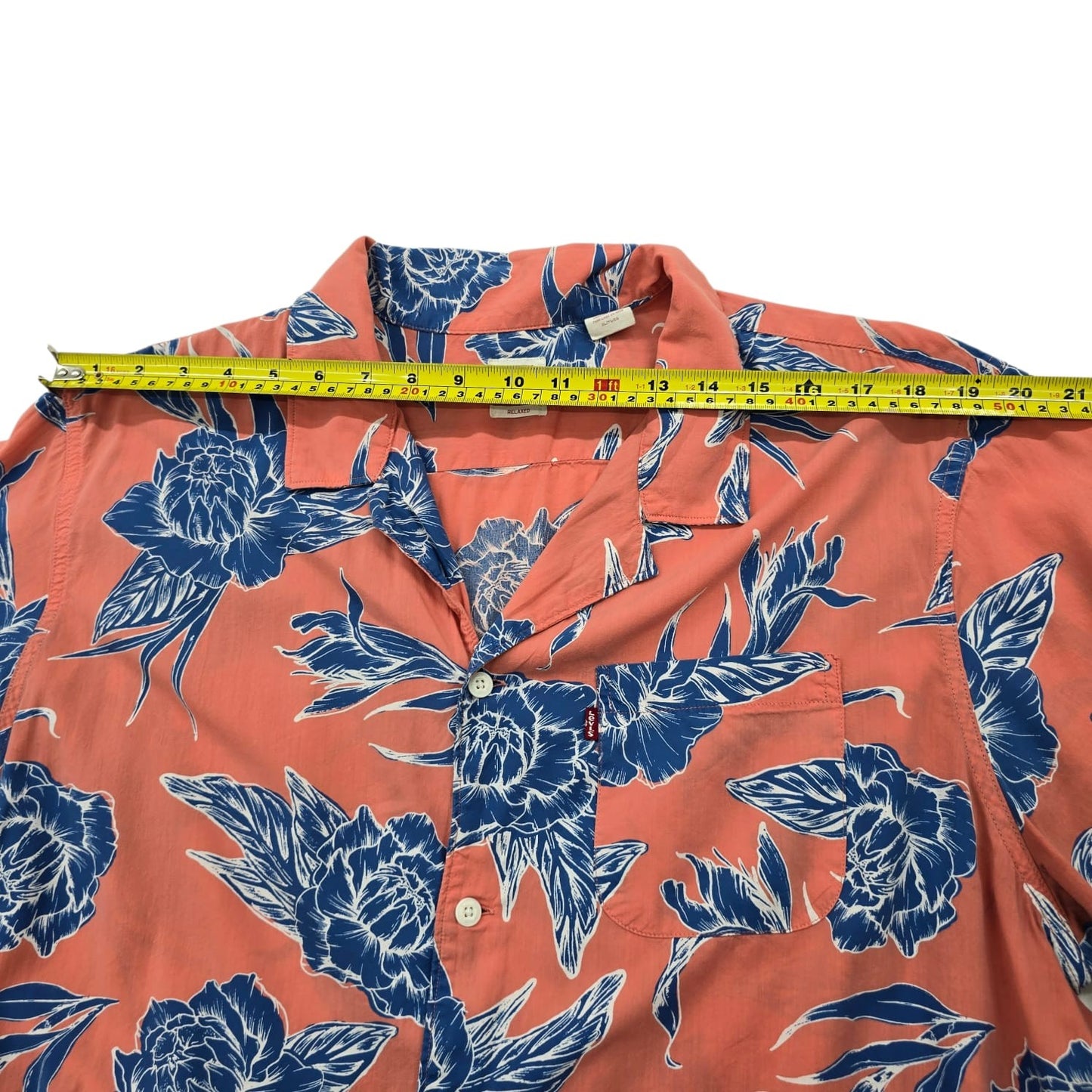 Levi's Men's Coral/Orange Navy Floral Camp Shirt XL