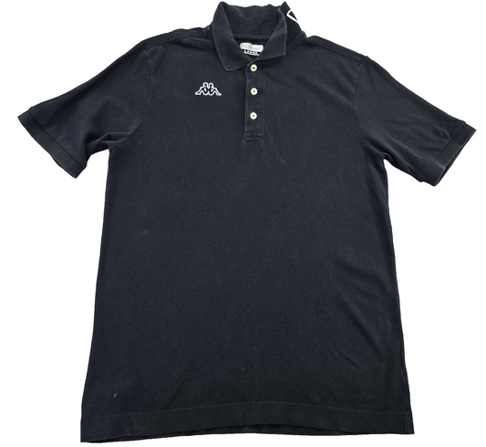 Kappa Men's Black Cotton Polo Shirt Large Short Sleeve Logo L
