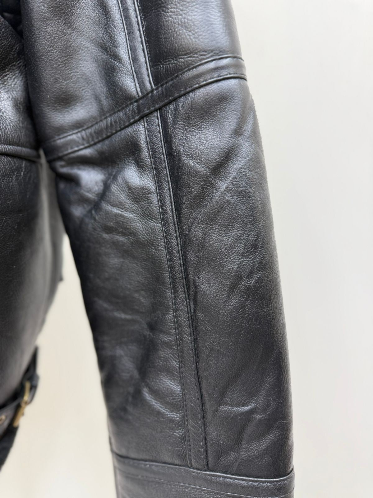 Men's Italian Sheepskin Leather Bomber Jacket Black Premium Soft Fur Size Asian L