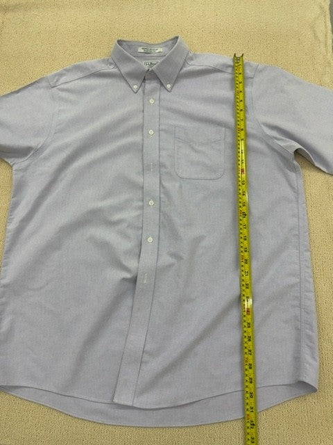L.L.Bean Men's Short-Sleeve Button-Down Shirt Gray Cotton Size 171⁄2