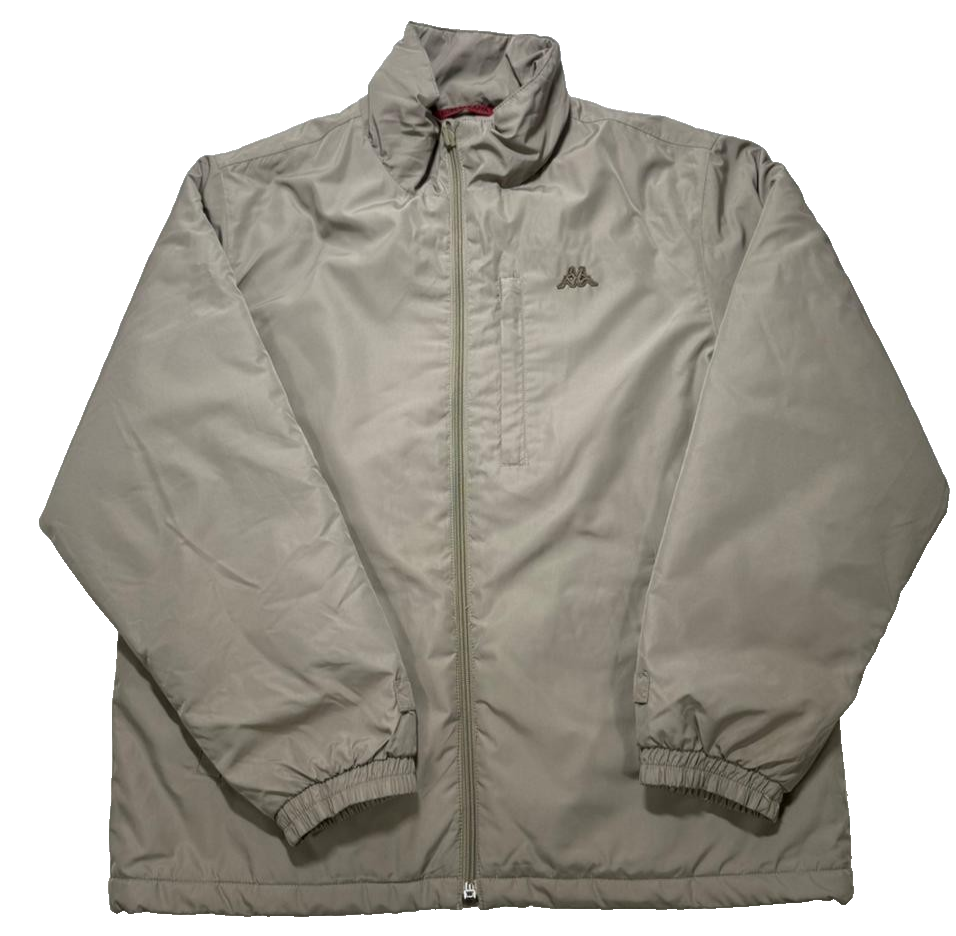 Men's Kappa Beige Full Zip Jacket Windbreaker Coat Top - Size L