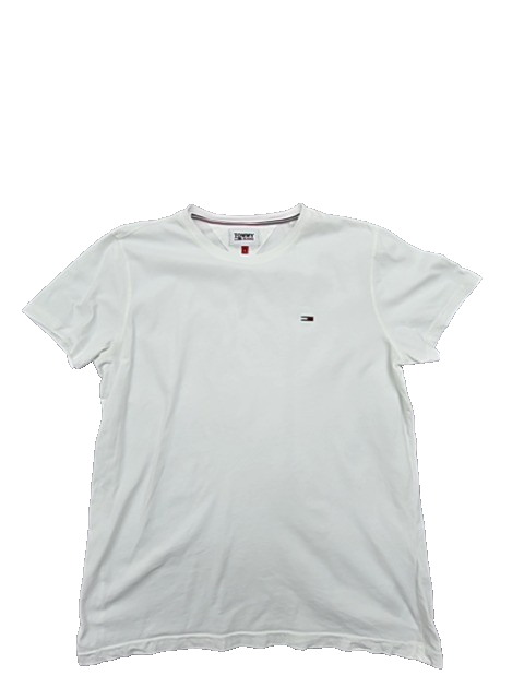 Tommy Jeans Men's White T-Shirt Size L Regular Fit Cotton
