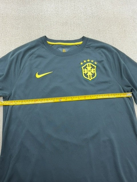 Nike Men's Grey Brazil Soccer Jersey Short Sleeve Dri-FIT Size L