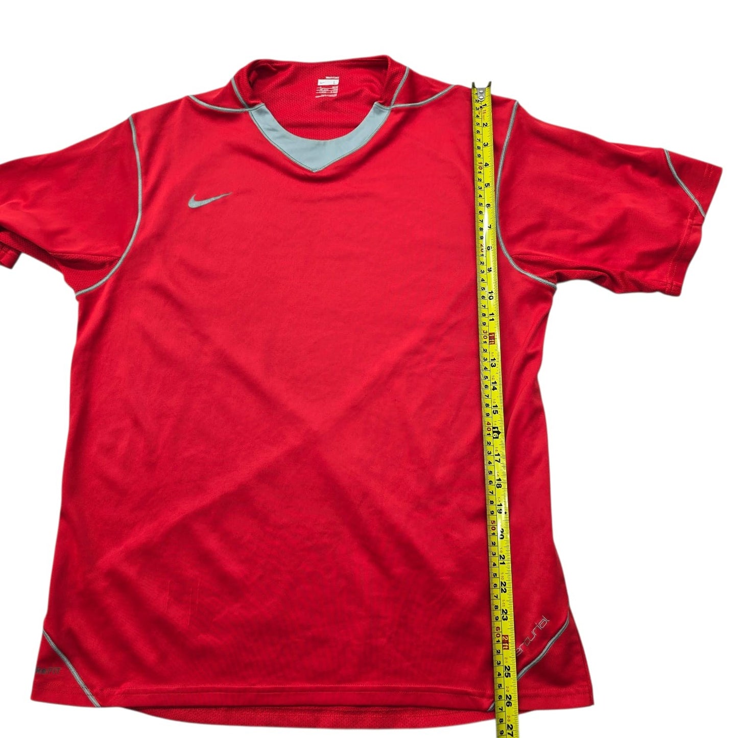 Nike Men's Red V-Neck Jersey L Short Sleeve Mesh