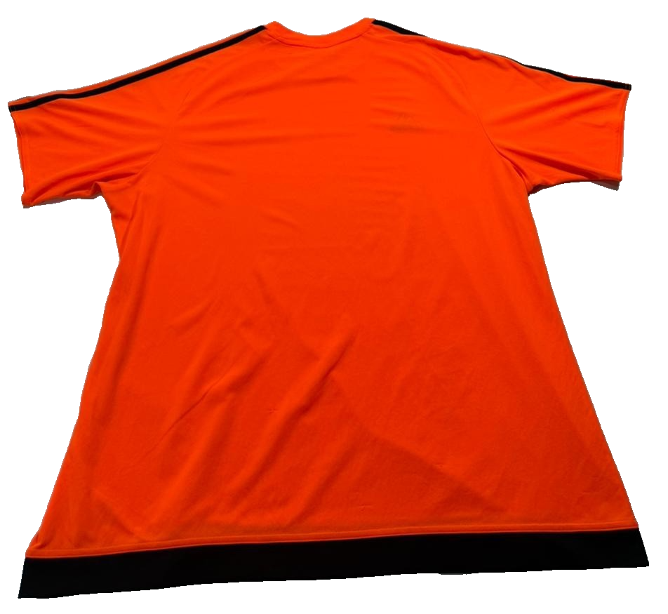 Adidas Men'S Bright Orange Climalite Training Shirt Black 3-Stripe Crew Neck 2Xl