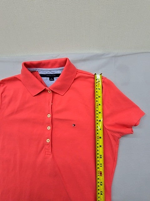 Tommy Hilfiger Women's Red M Short Sleeve Cotton Pique Polo Shirt