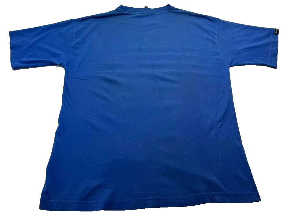 Blue Kickers T-Shirt With Orange And Cream Horizontal Stripes - Size M