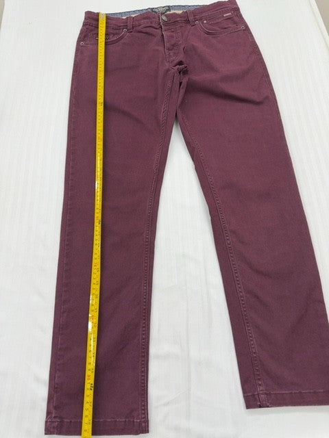 The Cotton Pant Co Men Burgundy Straight Jeans Size 34 Excellent Cond