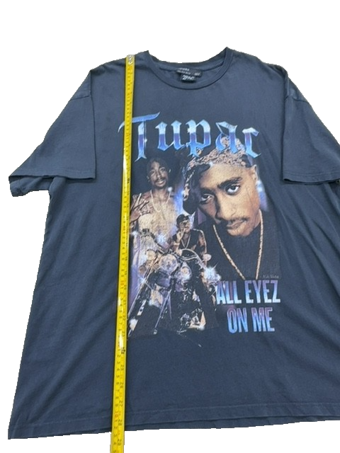 Bershka Men's Black Tupac 2Pac T-Shirt Size L Short Sleeve