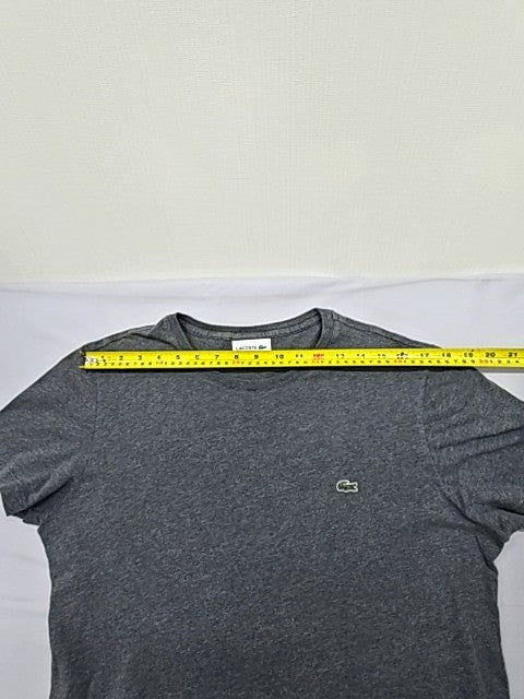 Lacoste Gray Cotton T-Shirt XL Men Short Sleeve Croc Logo