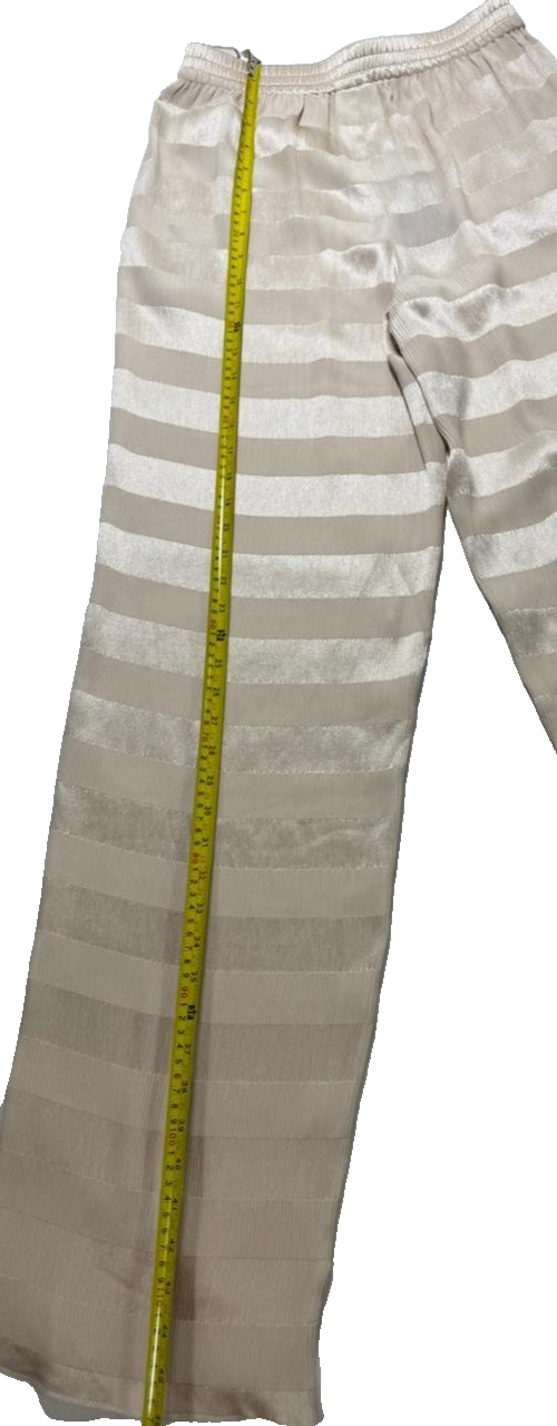 Bnwt Giorgio Armani Women�S Beige Striped Wide Leg Pants  Size 42 Elastic Waist