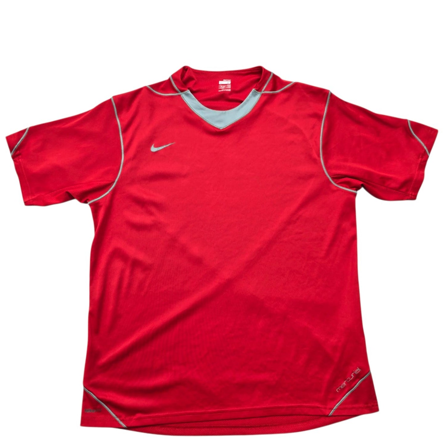 Nike Men's Red V-Neck Jersey L Short Sleeve Mesh