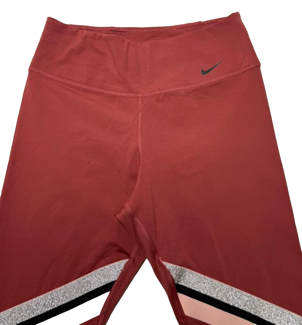 Nike One Icon Clash Women's Tights In A Red Color With Pink And Silver Glitter