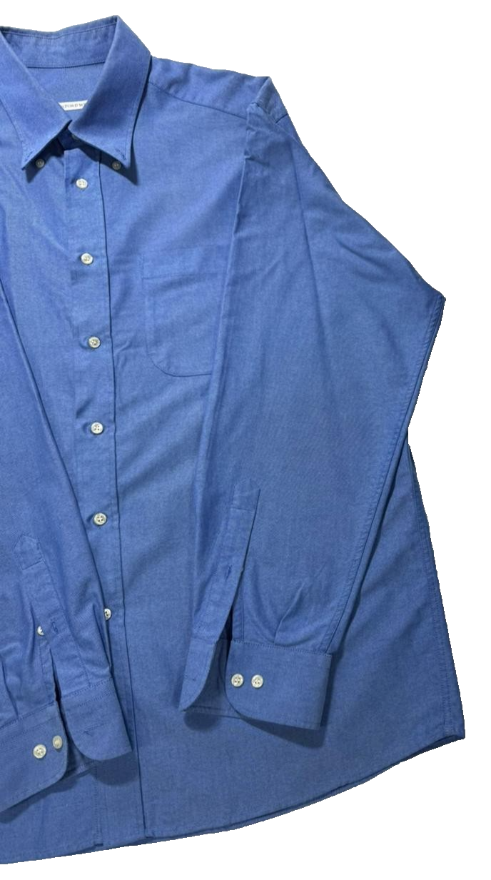 Men's Blue Oxford Weave Button-Up Dress Shirt - Size XL