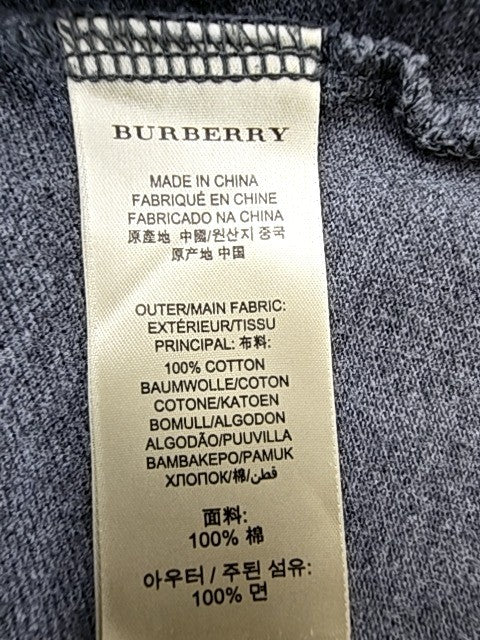 Burberry Grey Cotton Polo Shirt Men's M Short Sleeve Embroidered Logo