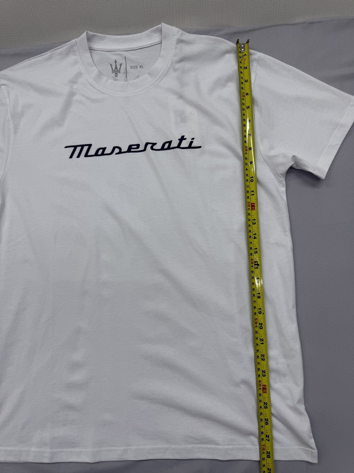 Maserati White Graphic T-Shirt XL Cotton Crew Neck