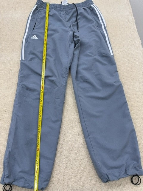 Adidas Men's Grey Track Joggers XL 3-Stripes Tricot Open Hem