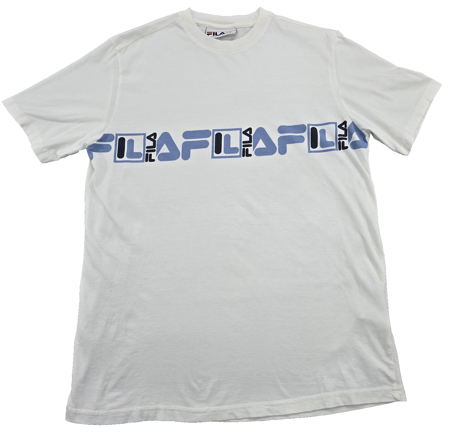 Fila Men's White Logo Cotton T-Shirt Sz M Short Sleeve