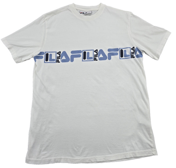 Fila Men's White Logo Cotton T-Shirt Sz M Short Sleeve