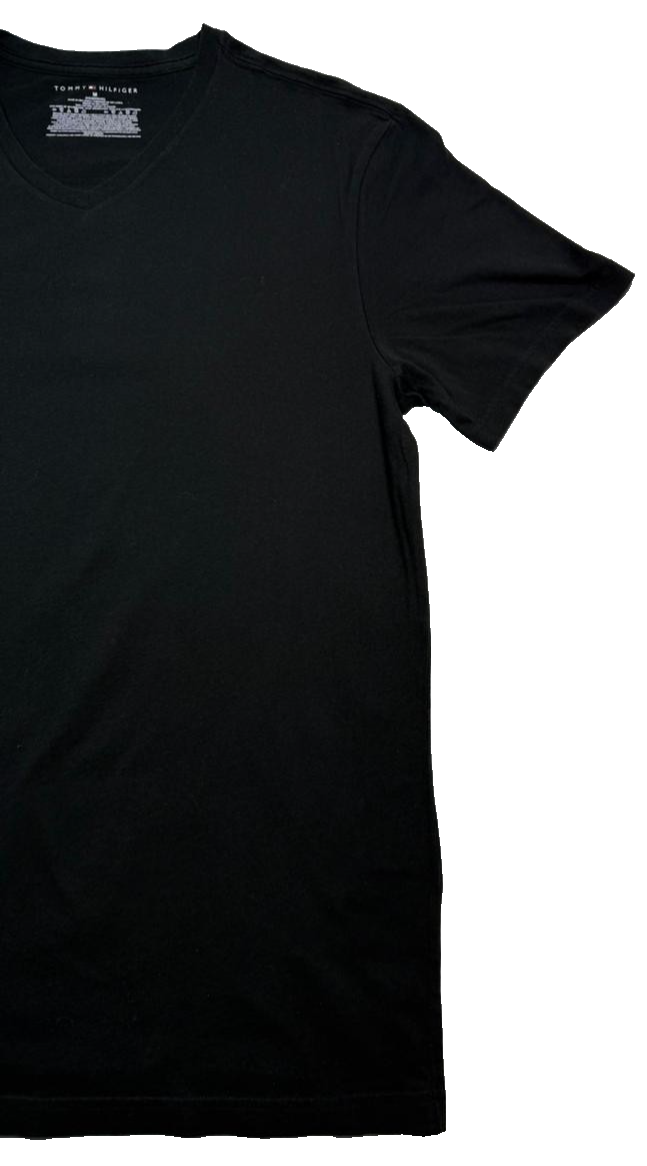 Black Tommy Hilfiger Men's V-Neck T-Shirt - Size M