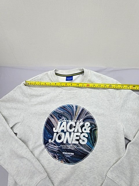 Jack & Jones Originals Grey Printed Crewneck Sweatshirt Men's L