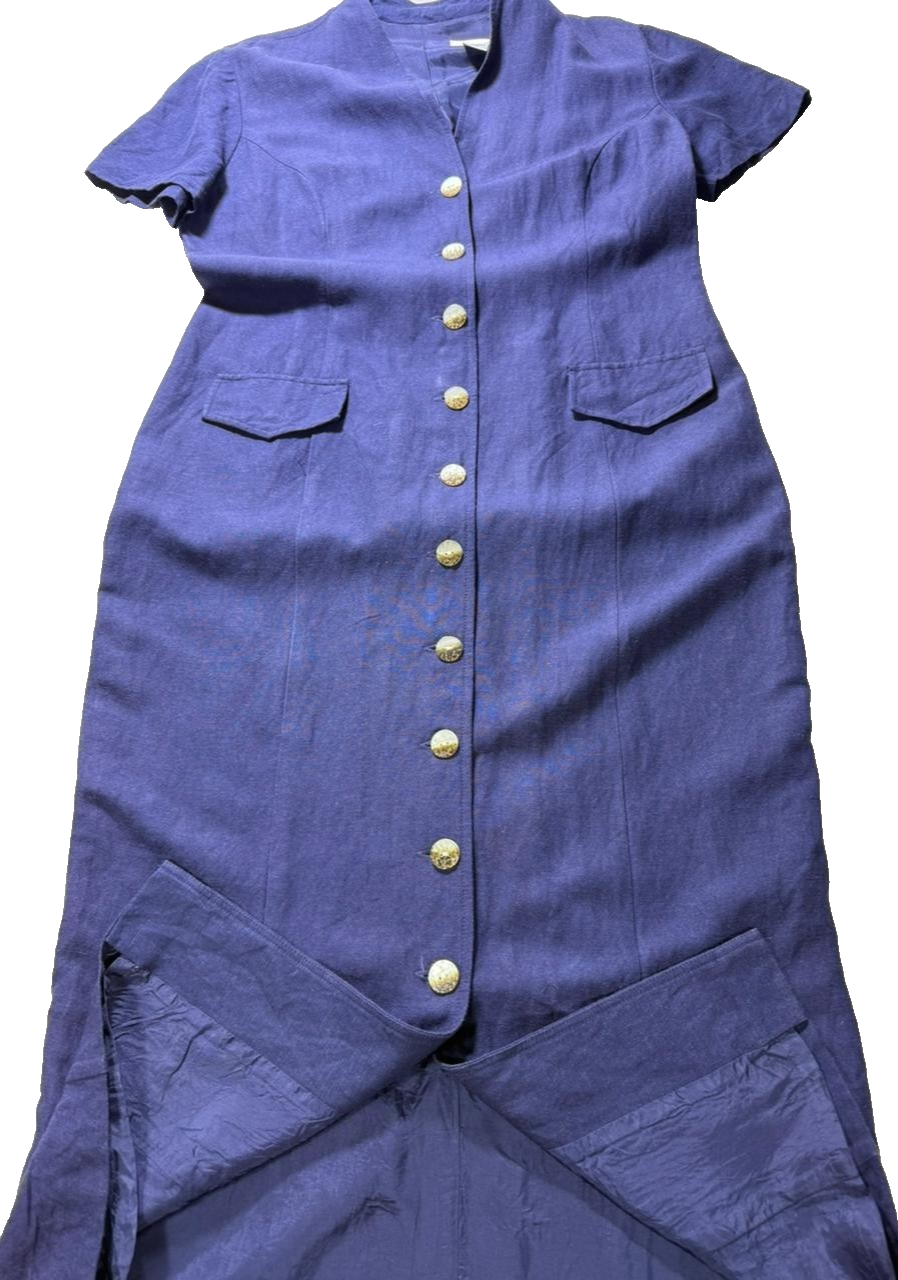 Savannah Dress - Navy Blue Linen - Size 10