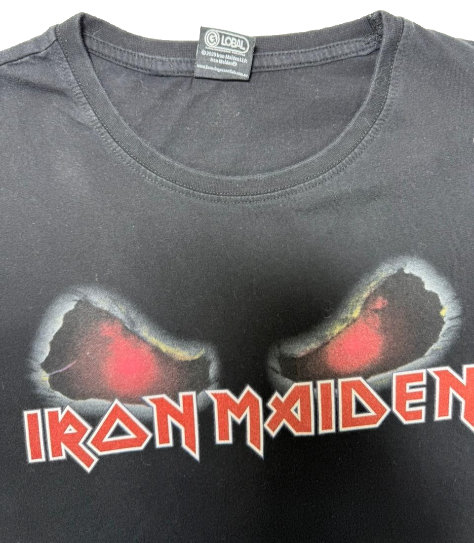 Iron Maiden Distressed Logo T-Shirt Black Men's Size M