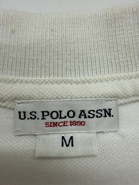 U.S. Polo Assn. Men White Cotton Polo Shirt Red/Black Trim Size M