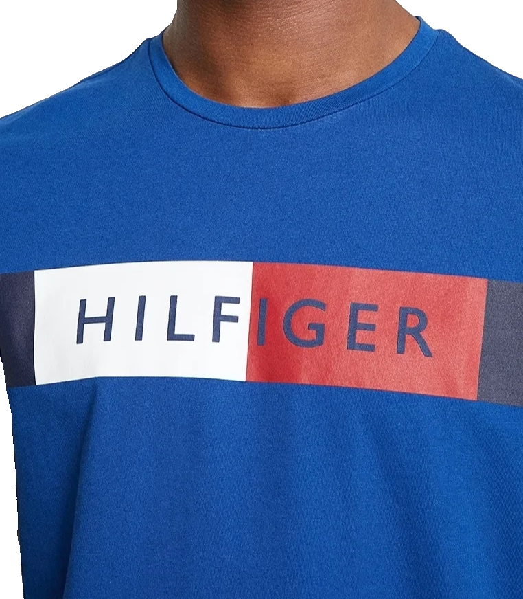 Tommy Hilfiger Men's Blue Organic Cotton T-Shirt Logo Short Sleeve Size L