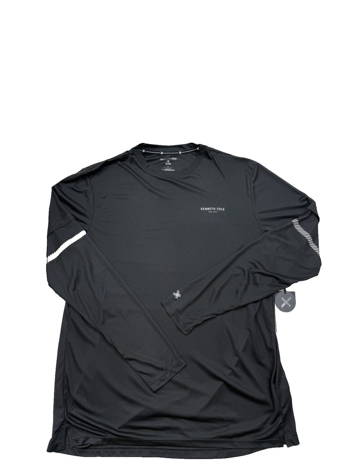 Kenneth Cole Men's Black Long Sleeve Active T-Shirt L Reflective Wicking