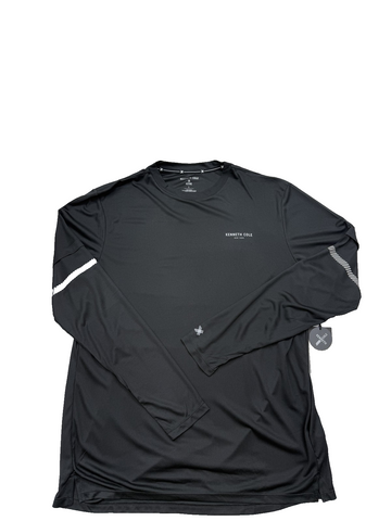 Kenneth Cole Men's Black Long Sleeve Active T-Shirt L Reflective Wicking
