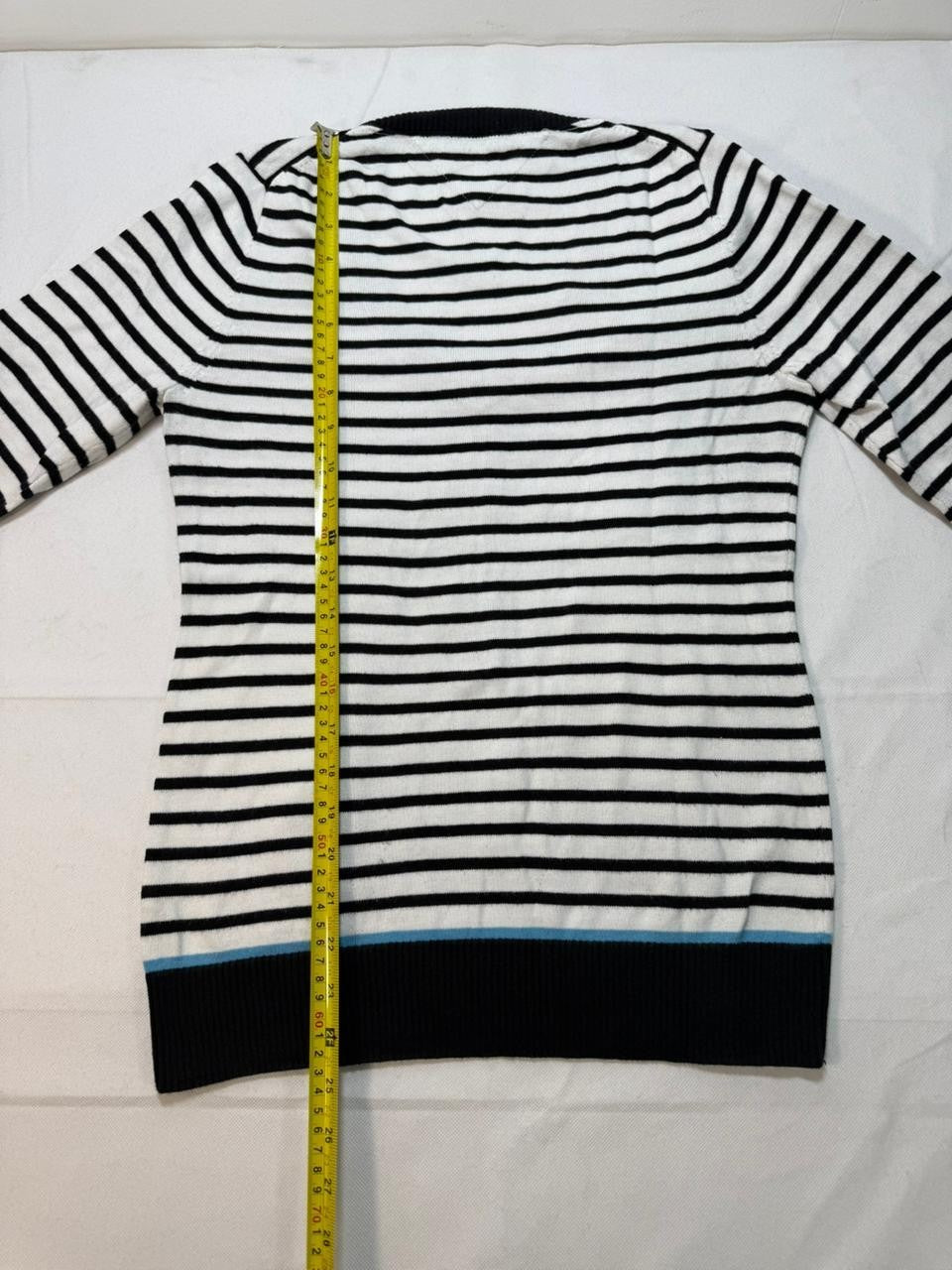 Tommy Hilfiger V-Neck Striped Pullover Sweater Black/White Women's Size L