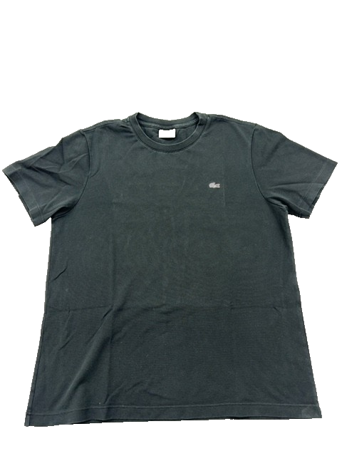 Lacoste Men's Gray T-Shirt – Size S, Logo, Embroidered