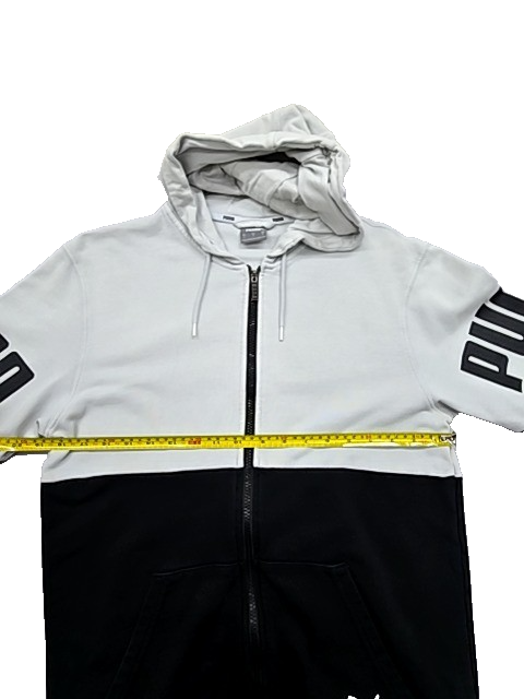 Puma Men's White/Black Color Block Zipper Hoodie Size S 589842