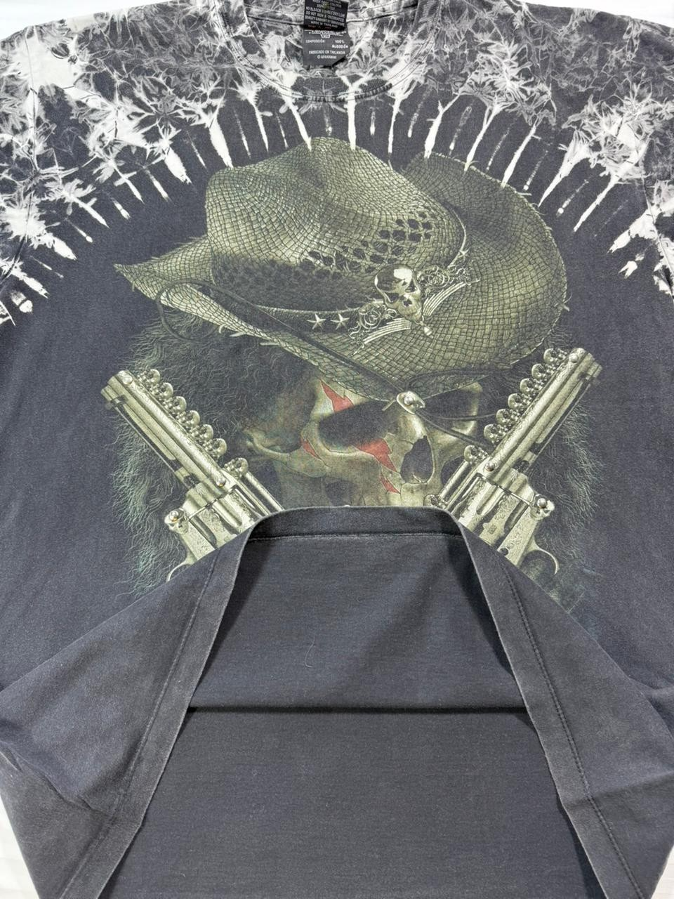 Survivors Vintage Skull Cowboy Guns Rocker T-Shirt Edgy Men's Short Sleeve L