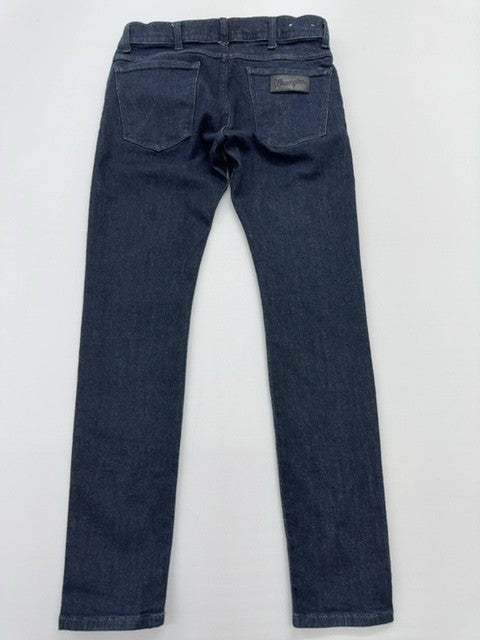 Unisex Adult Dark Blue Straight Jeans Regular Size Button Denim 5-Pocket