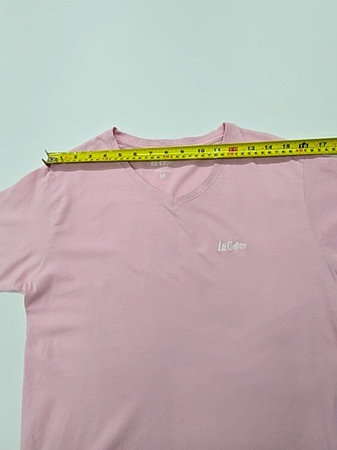 Le Couper Men Pink V-Neck Logo T-Shirt Size M Regular 100% Cotton