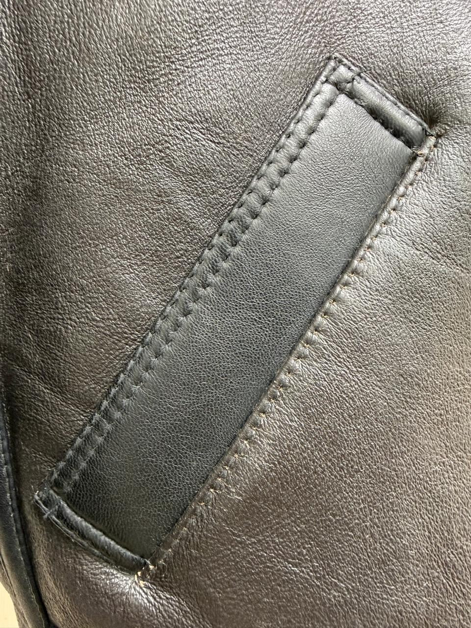 Men's Italian Sheepskin Leather Bomber Jacket Black Premium Soft Fur Asian Size L