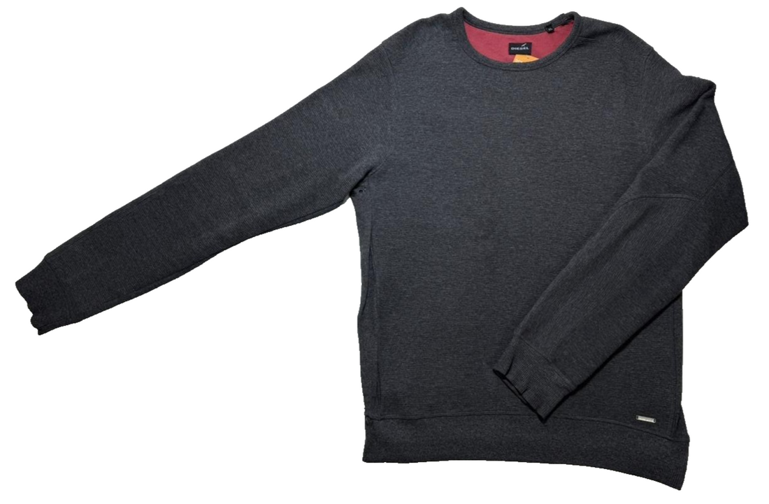 Diesel Mens Grey Textured Logo Citton Jumper | Size: Xl