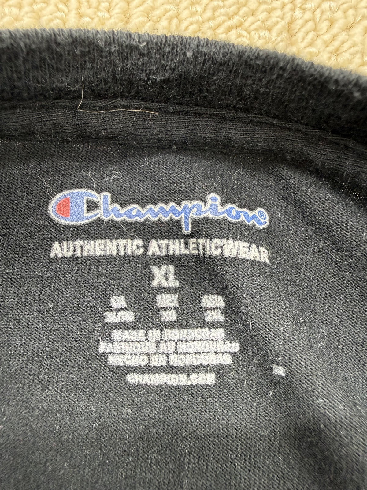 Champion Men's Black Short Sleeve Crewneck T-Shirt XL Cotton