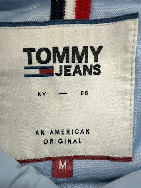 Tommy Jeans Boys Light Blue Puffer Jacket Size M Hooded Zip-Up