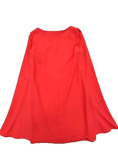 Lauren Ralph Lauren Red Cape Georgette Cocktail Dress Sz 2 Long Sleeve