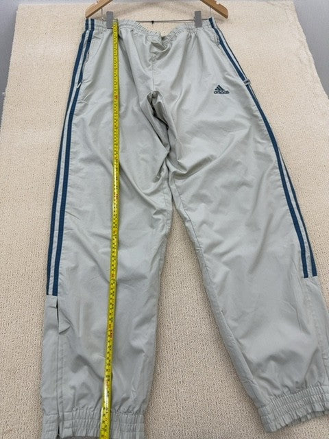 Adidas Men's Grey Track Pants L Open Hem 3-Stripes
