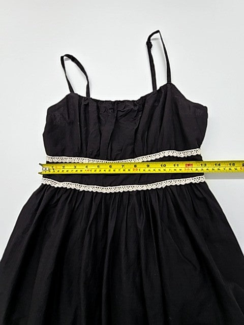 Evie Girls Black Floral Lace Trim Fit & Flare Dress Size 8